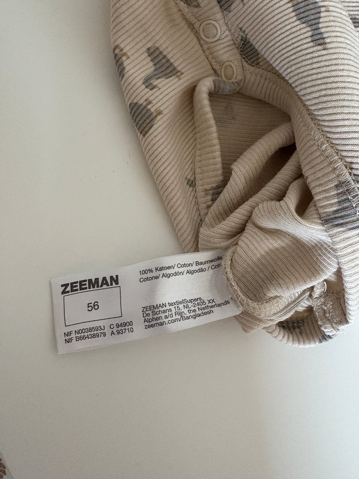 Ribsetje met ganzen: romper met lange mouwen en broekje