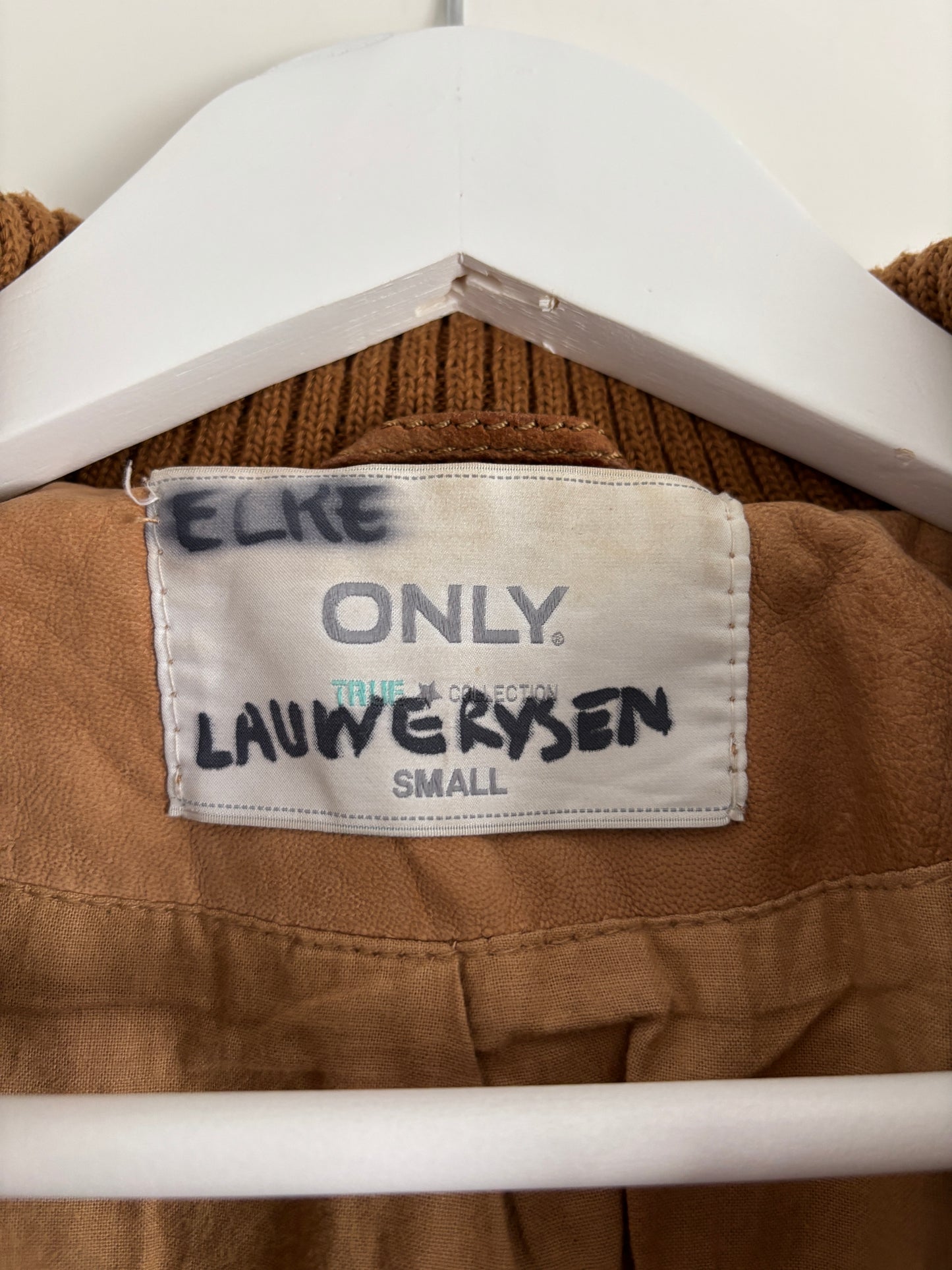 Lichtbruine lederen jas