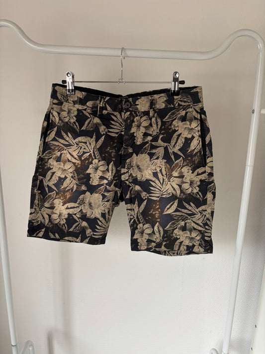 Marineblauwe/beige bermuda