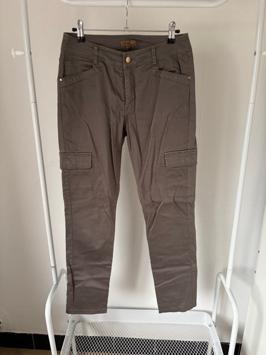 Bruingrijze cargojeansbroek