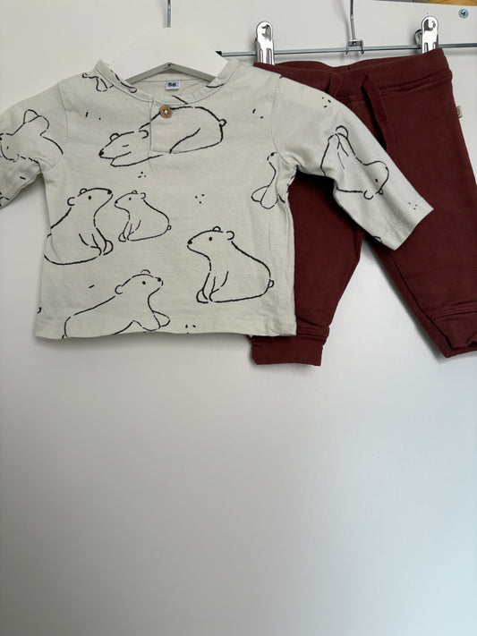 Setje met ijsberen: longsleeve en broekje