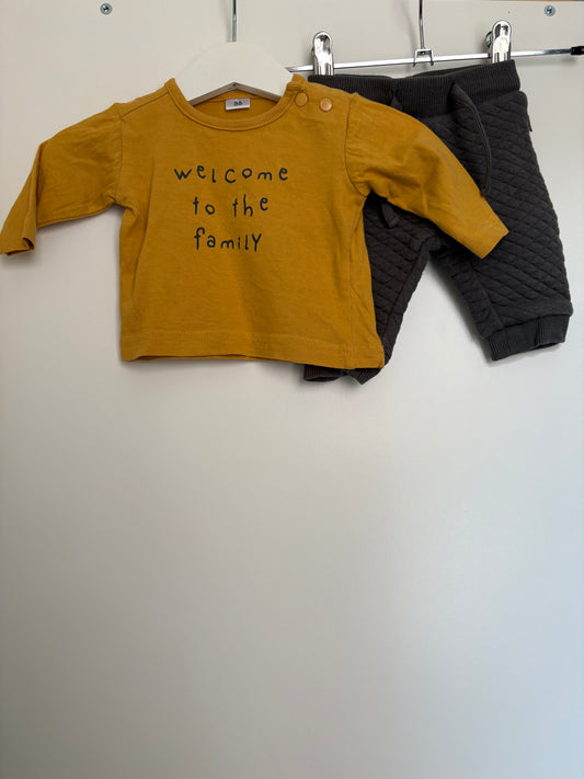 Setje "Welcome to the family": longsleeve en broekje