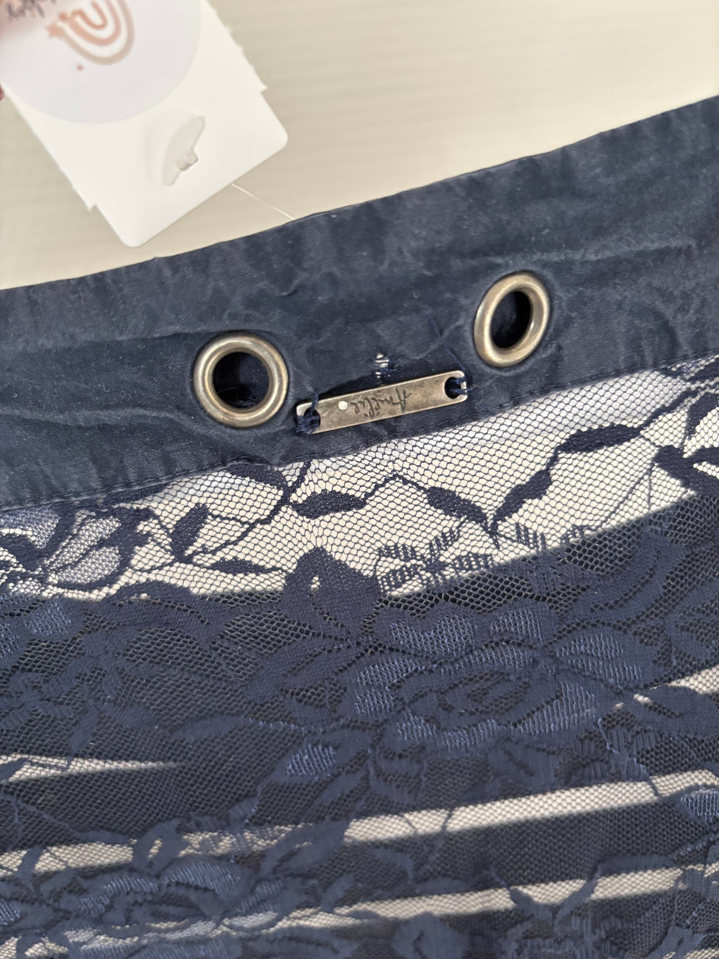 Marineblauwe gestreepte shirt met driekwartmouwen