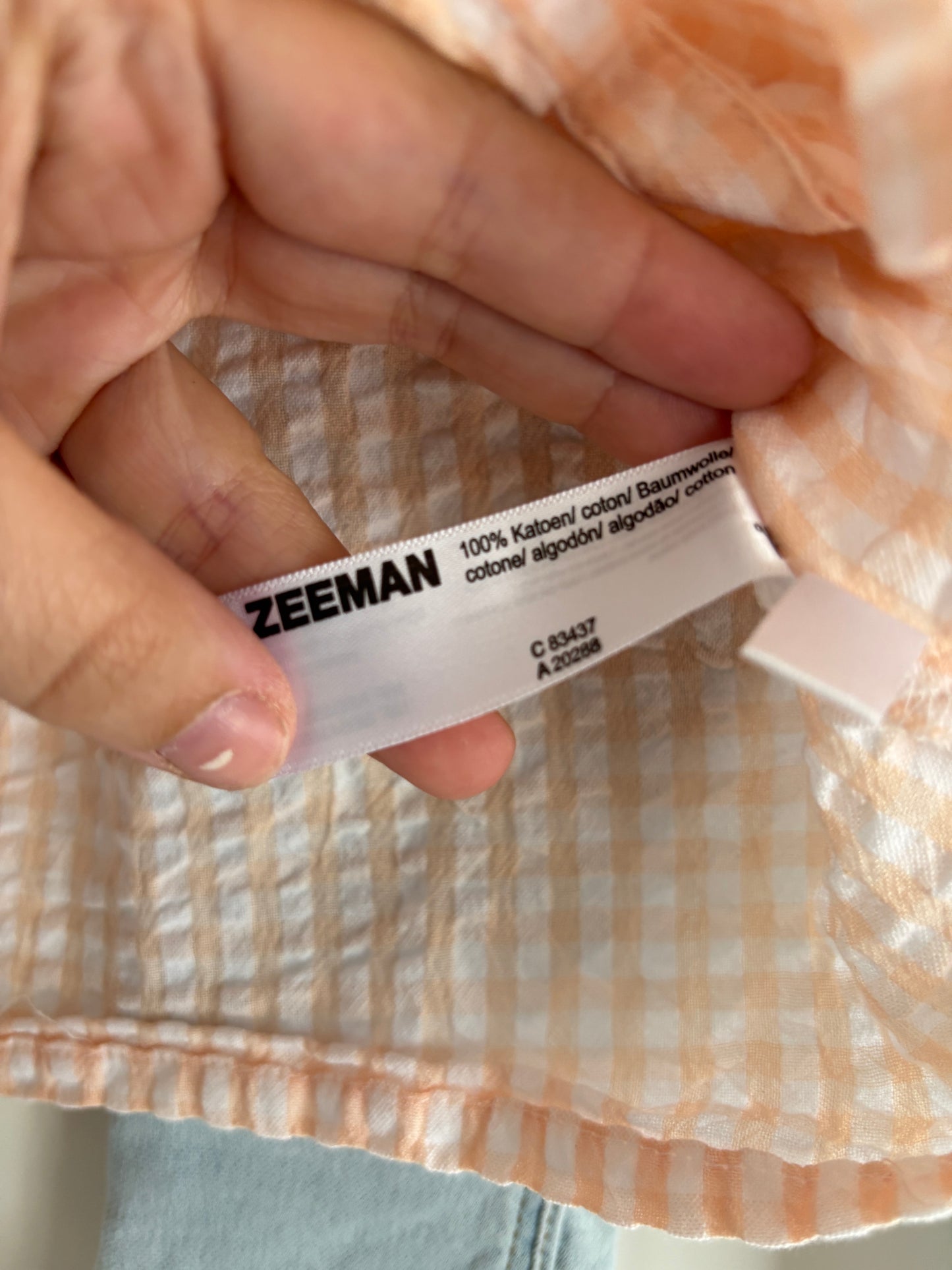 Setje: geruite hemdje en jeansbroek