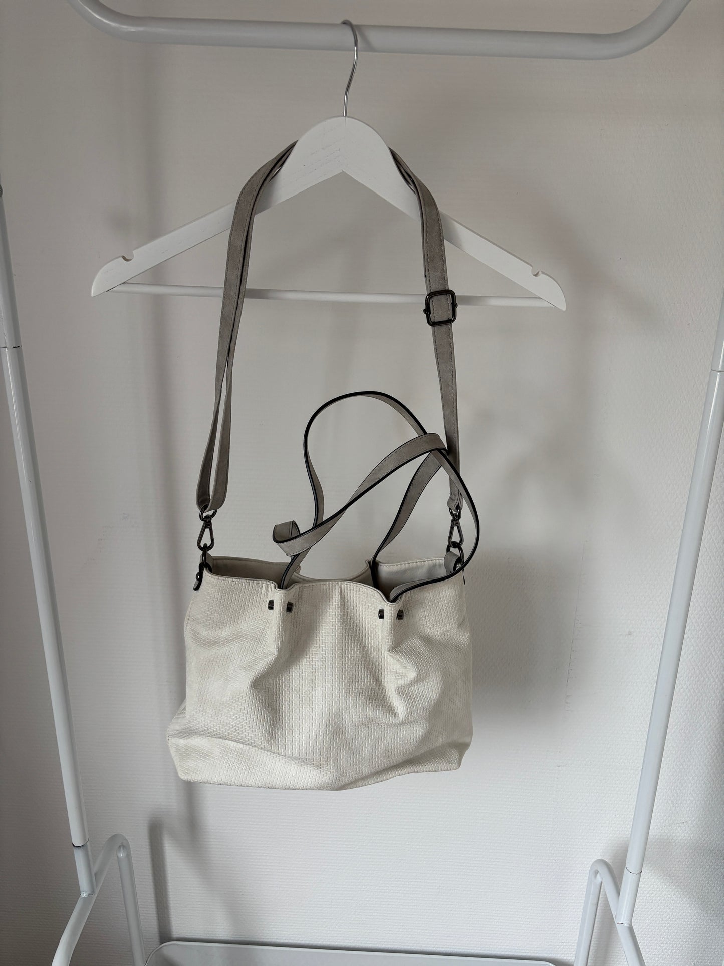 Witte schouder-/handtas