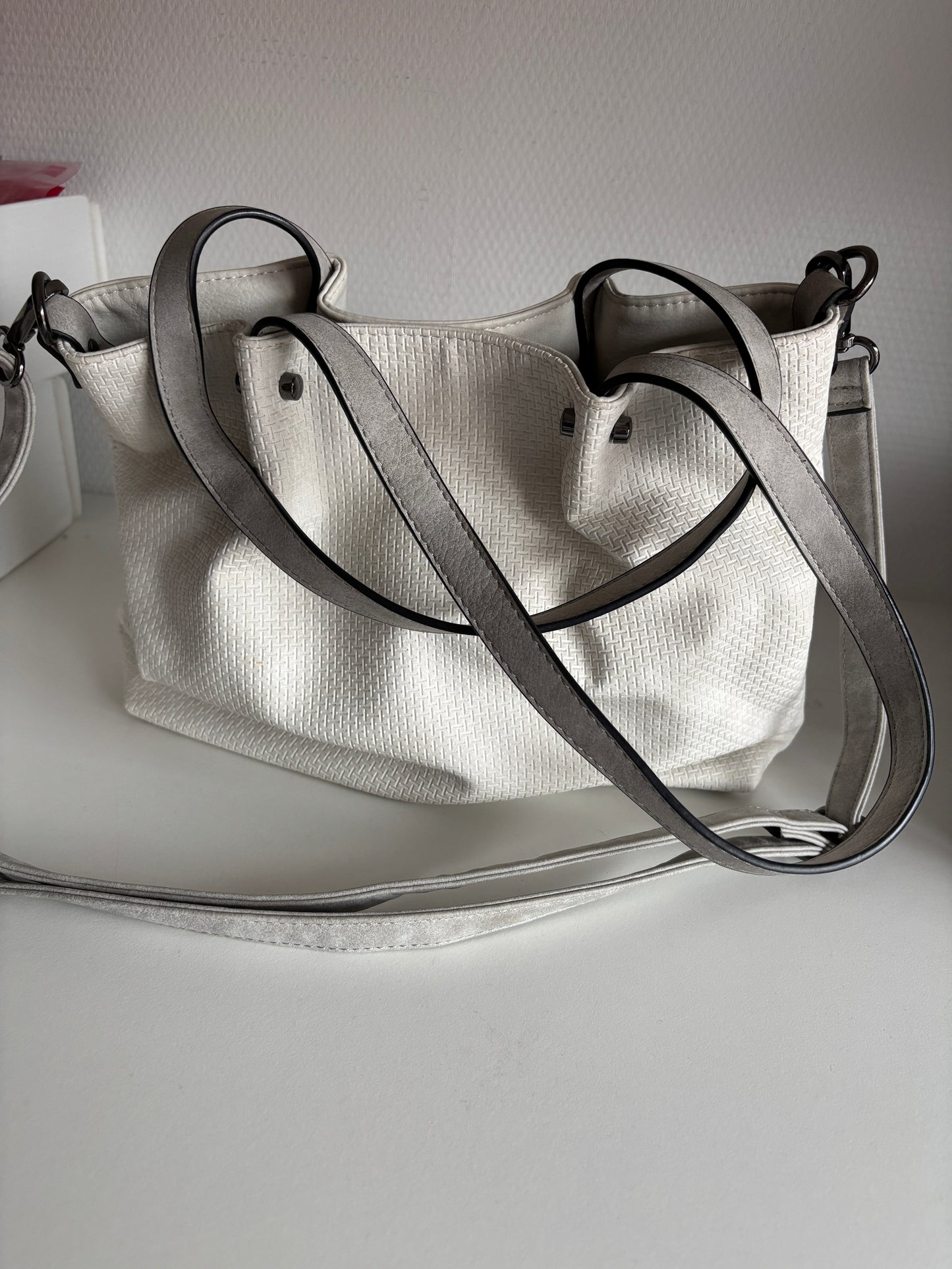 Witte schouder-/handtas