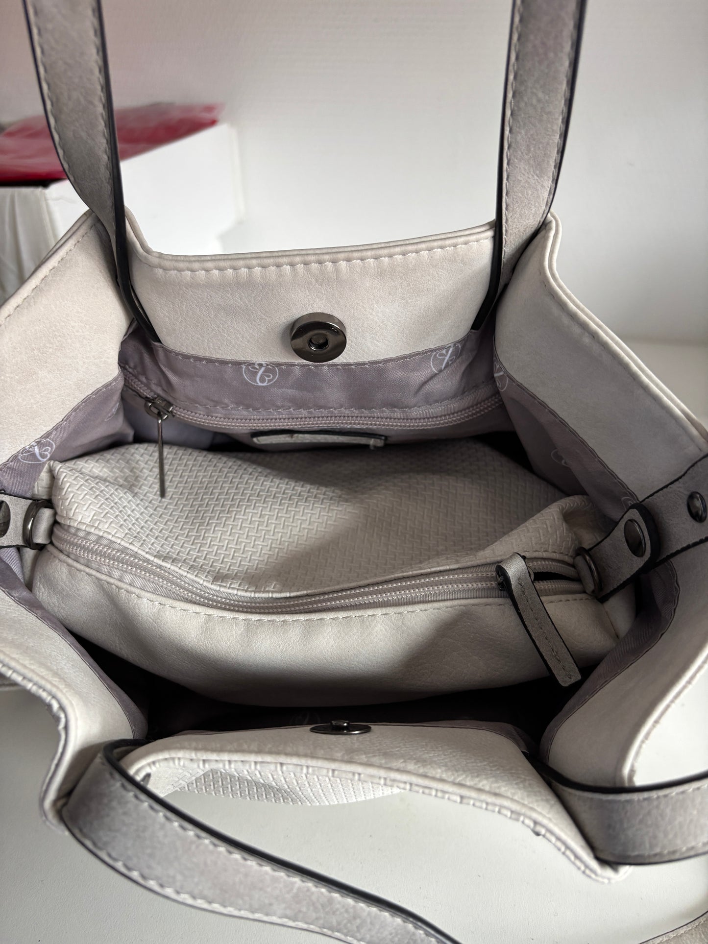 Witte schouder-/handtas