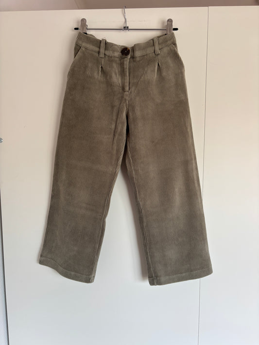 Khaki broek van ribfluweel