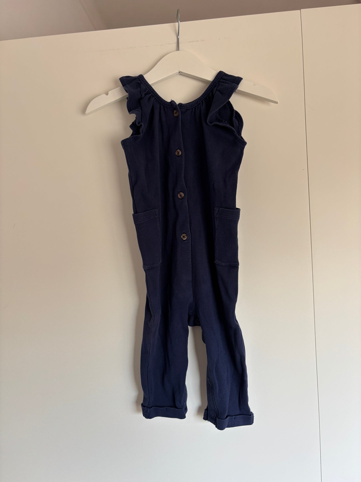 Marineblauwe ribjumpsuit