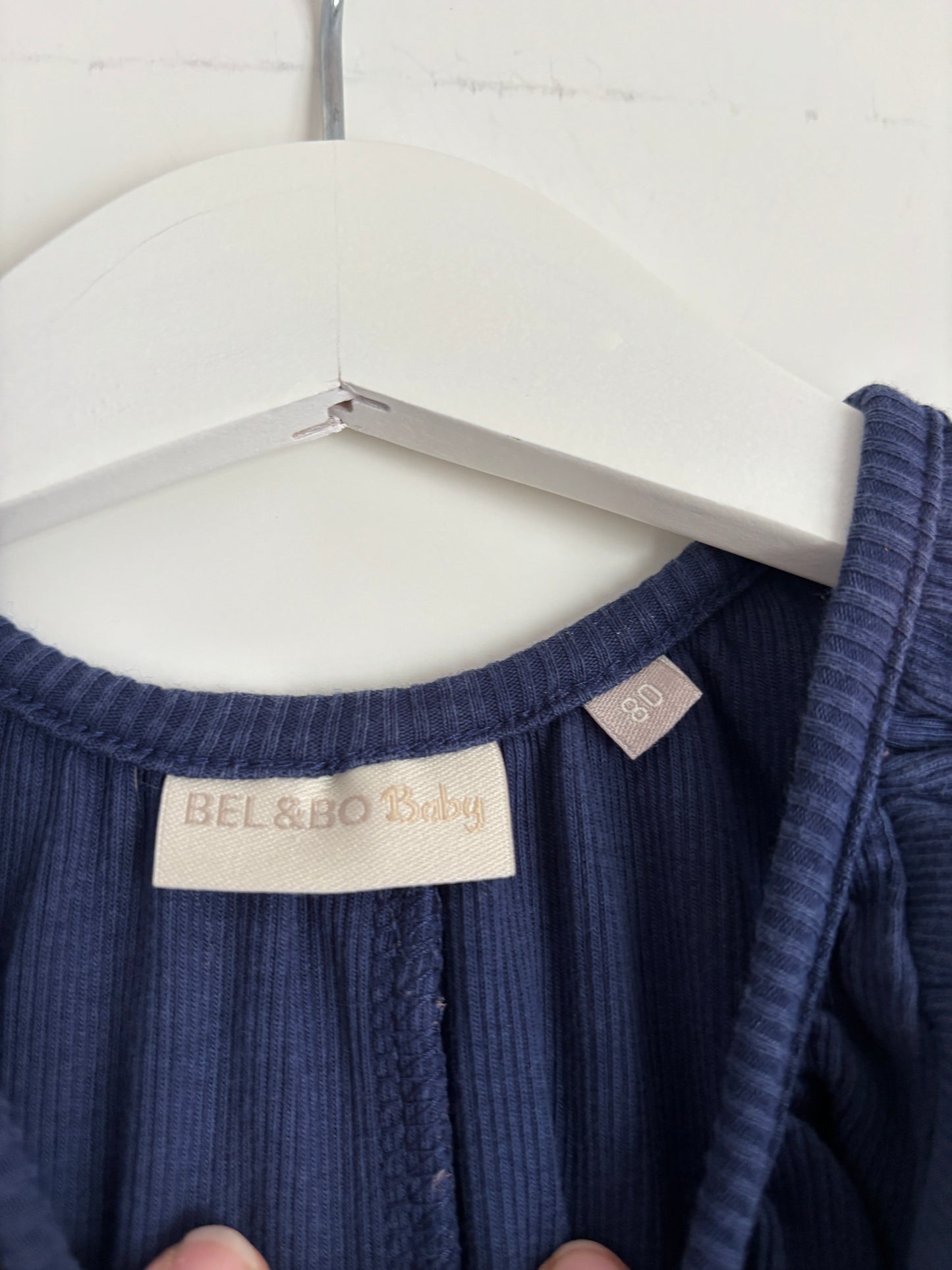 Marineblauwe ribjumpsuit