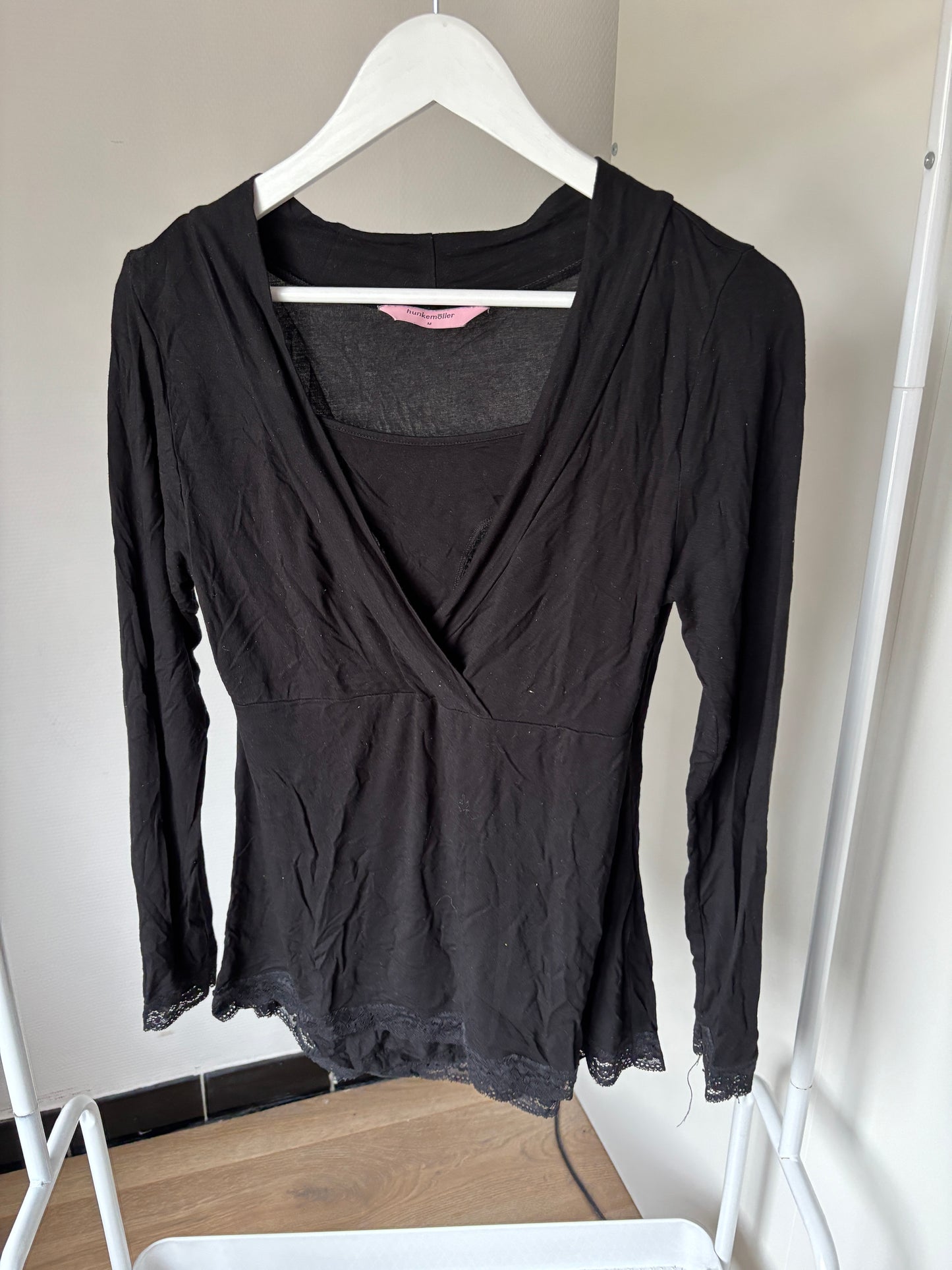 Zwarte voedingsnachtblouse