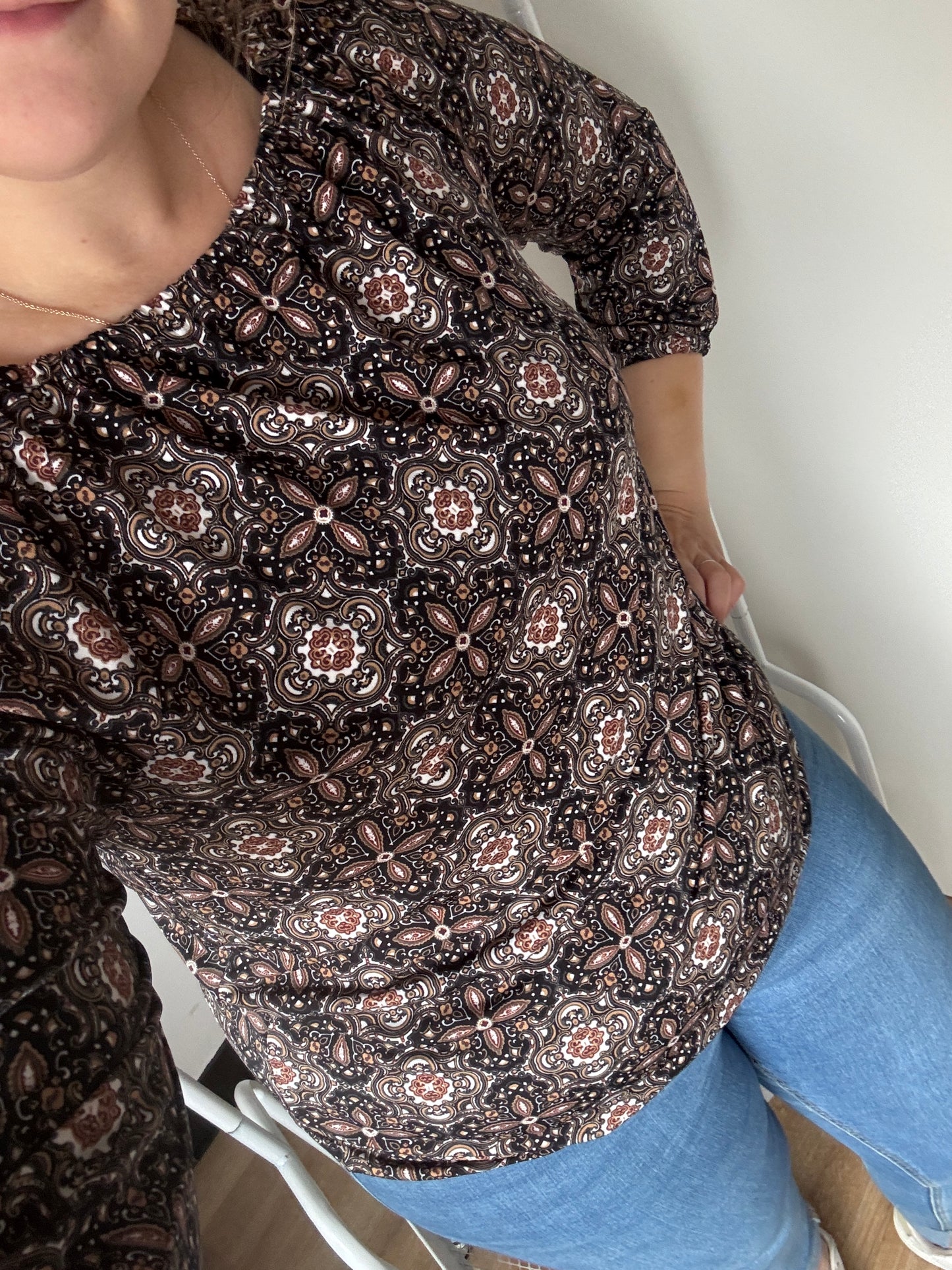 Bruin/zwarte blouse