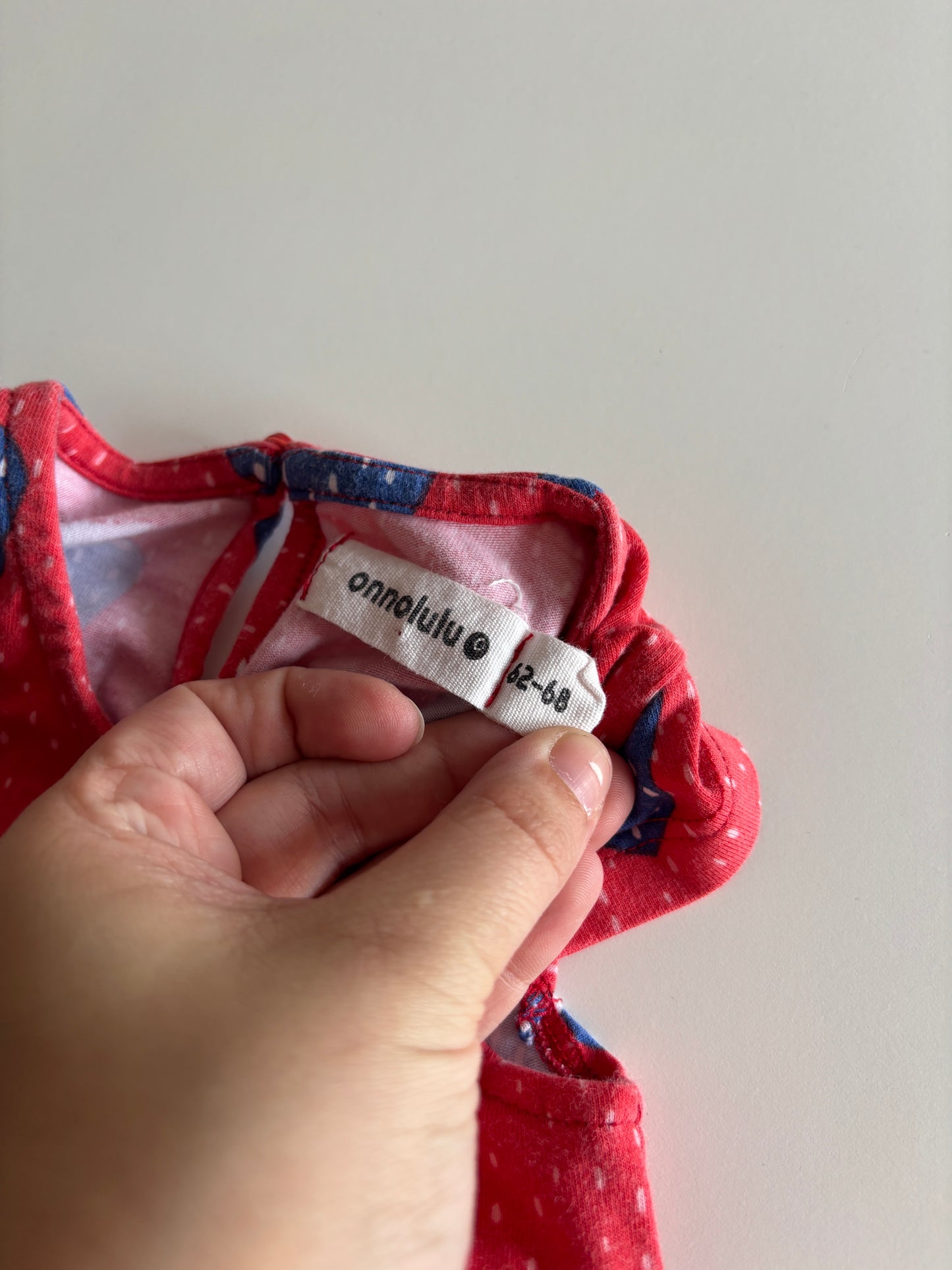 Rood jurkje met aardbeitjes