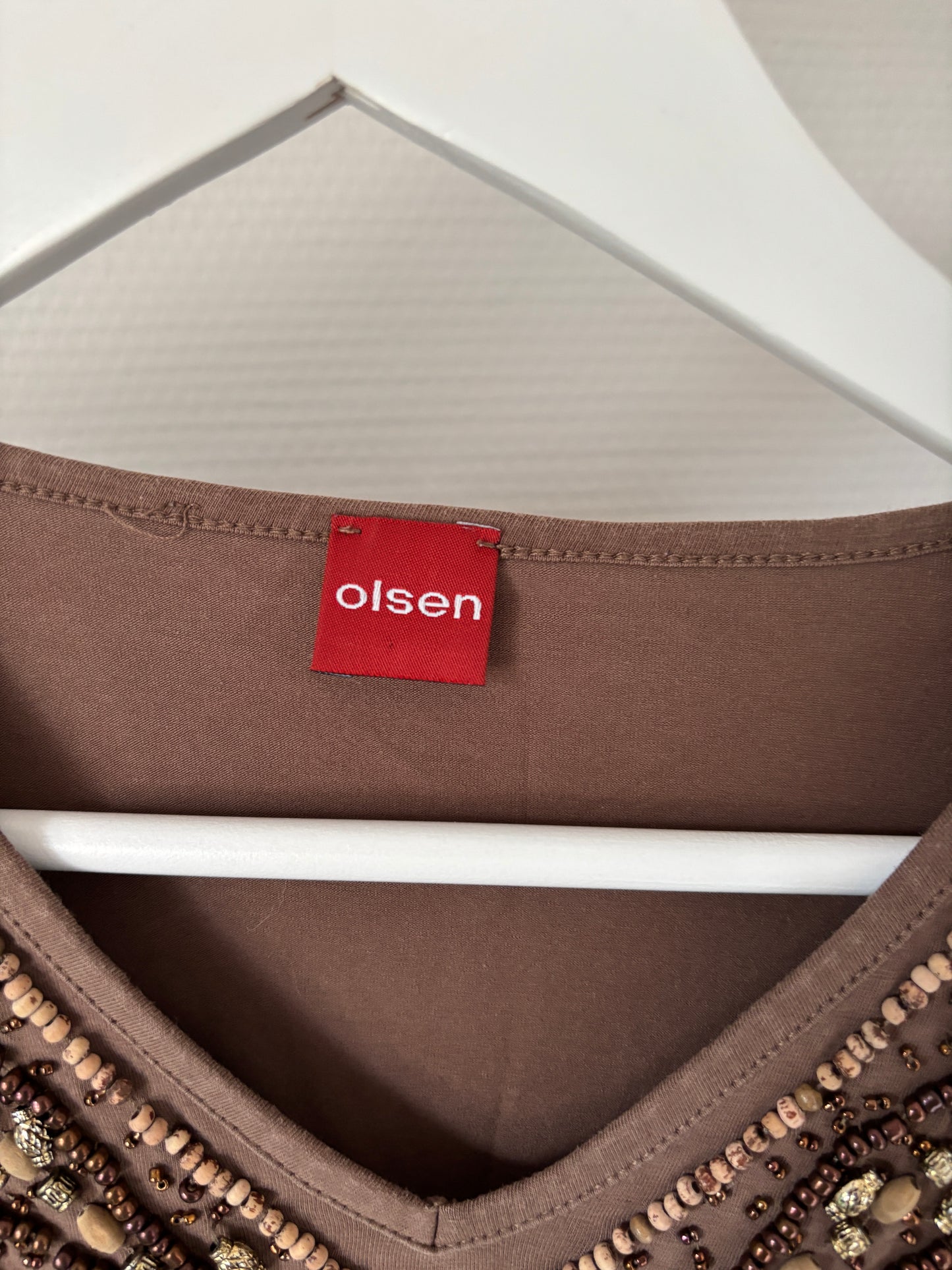 Bruin shirt met driekwartmouwen