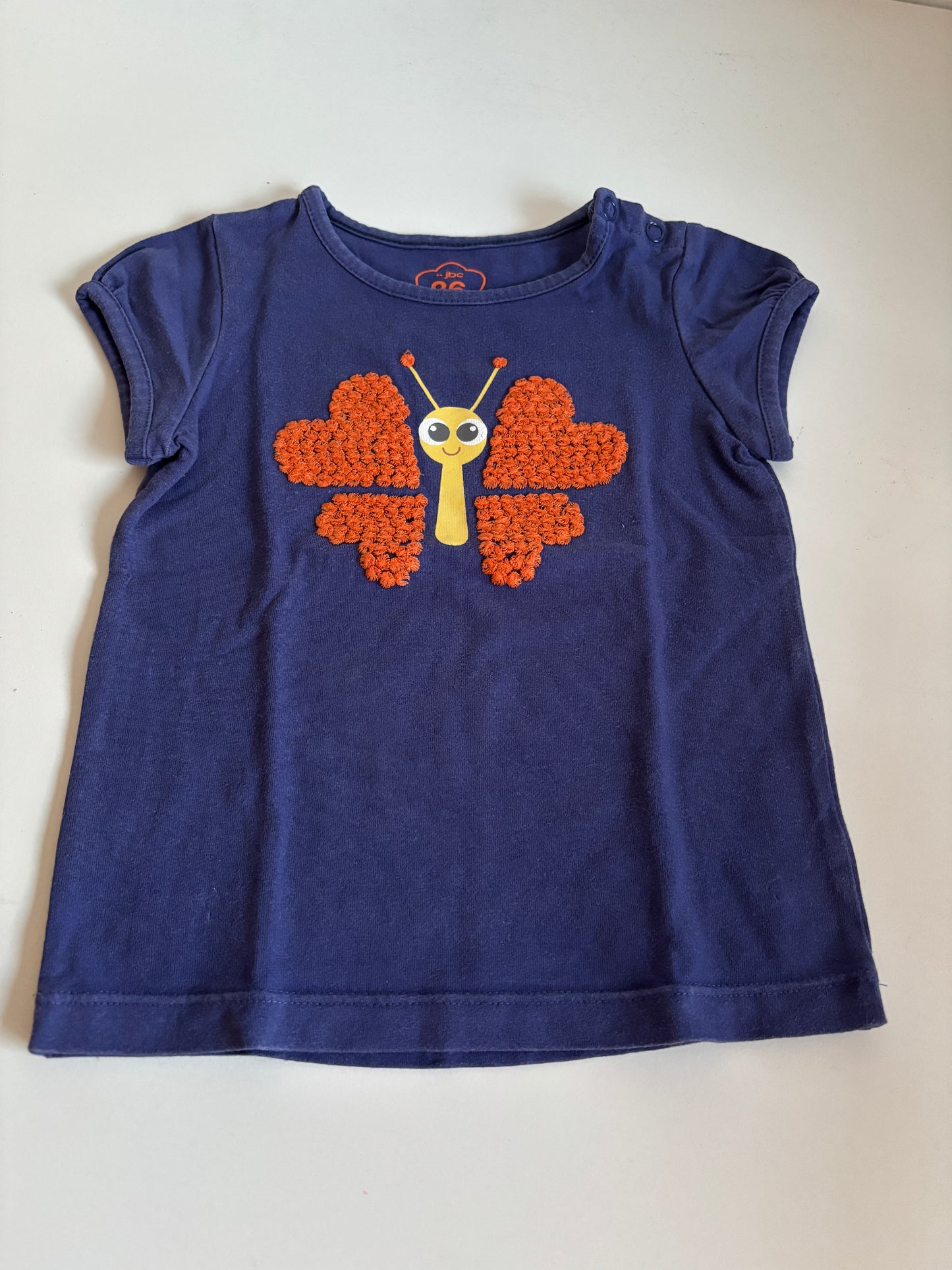 Donkerblauwe T-shirt met vlinder