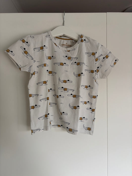 Witte T-shirt met krokodillen