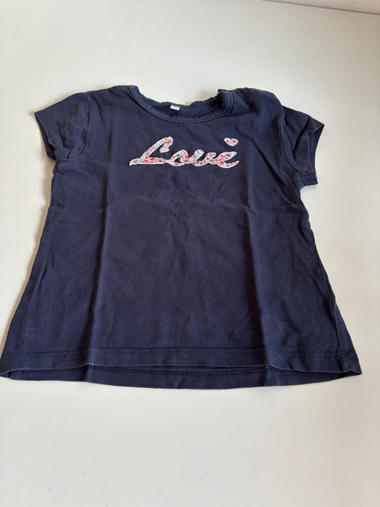 Marineblauwe T-shirt "Love"