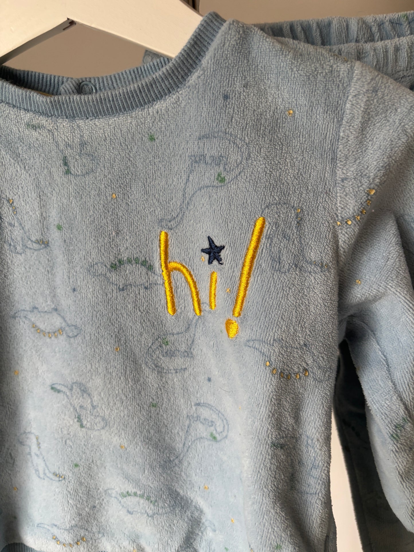 Lichtblauwe tweedelige winterpyjama