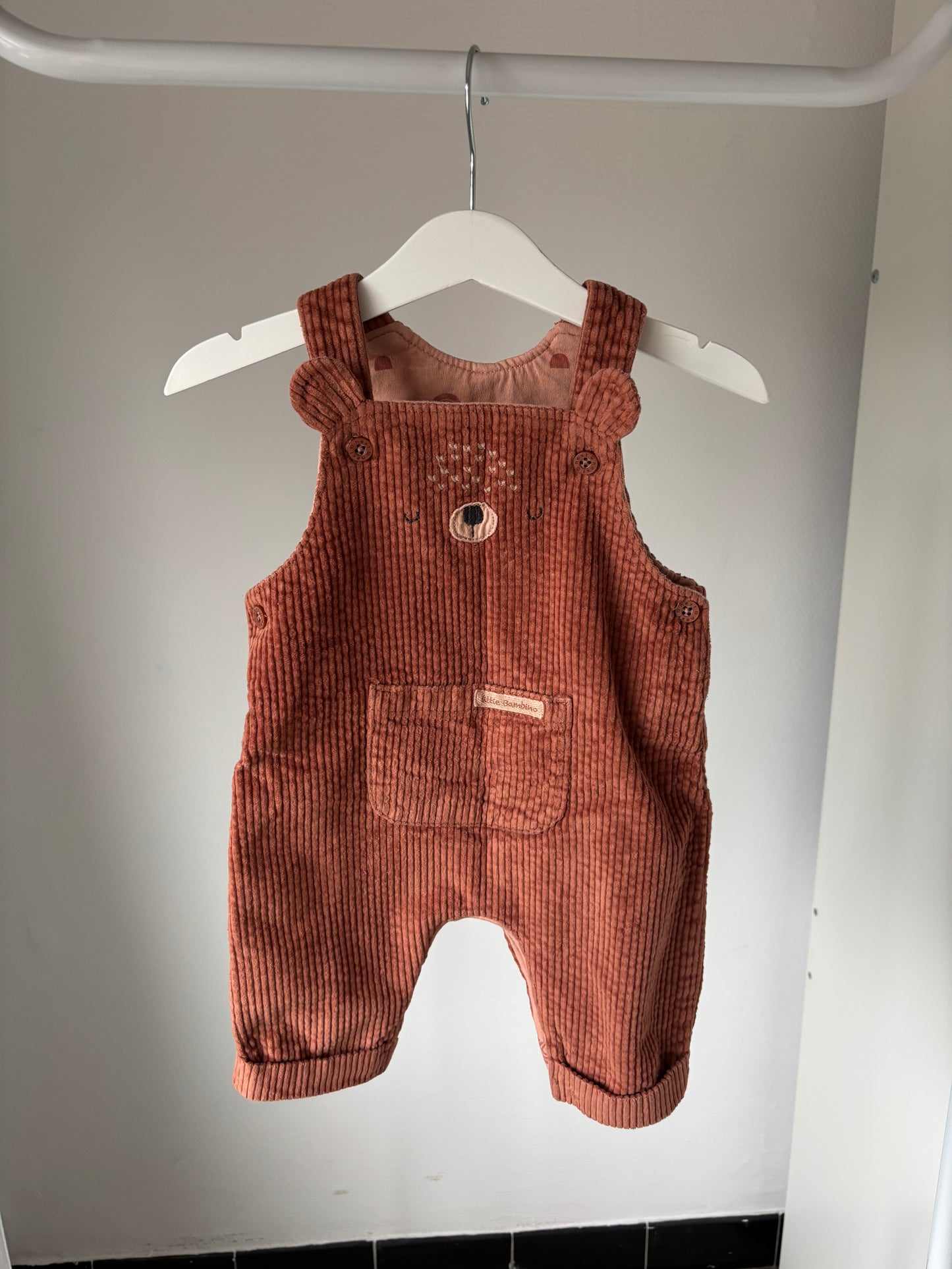 Roestkleurige ribfluwelen salopette