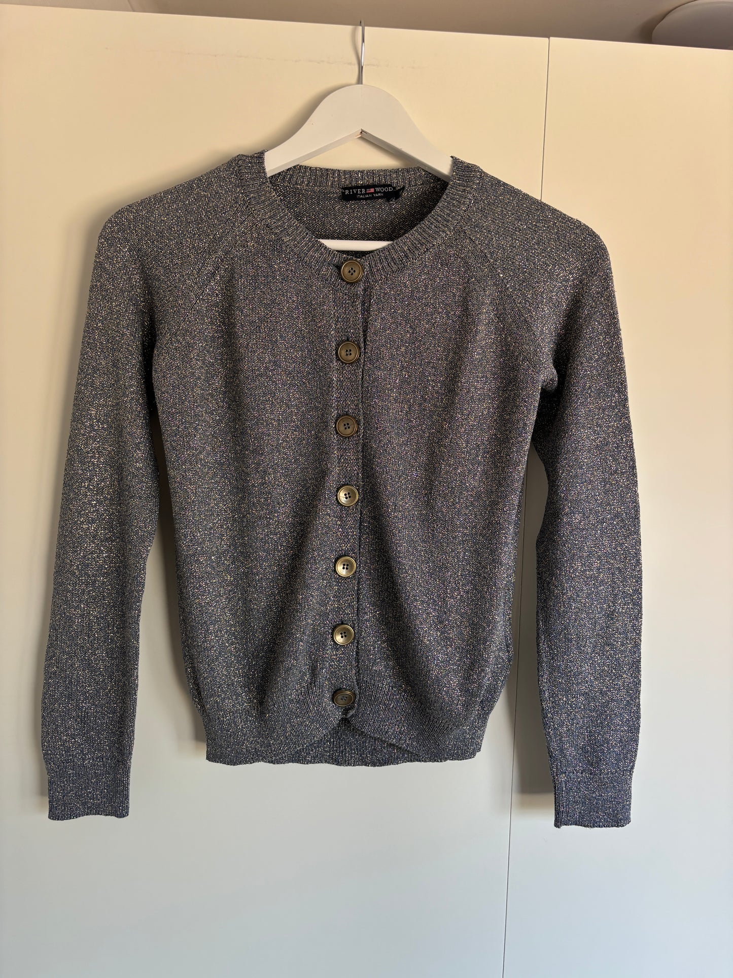 Blauwgouden glittercardigan