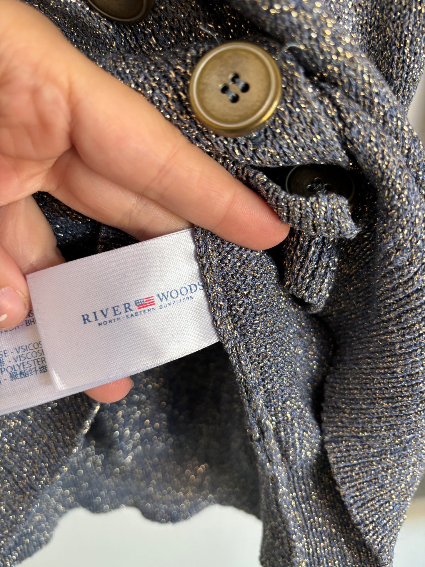 Blauwgouden glittercardigan