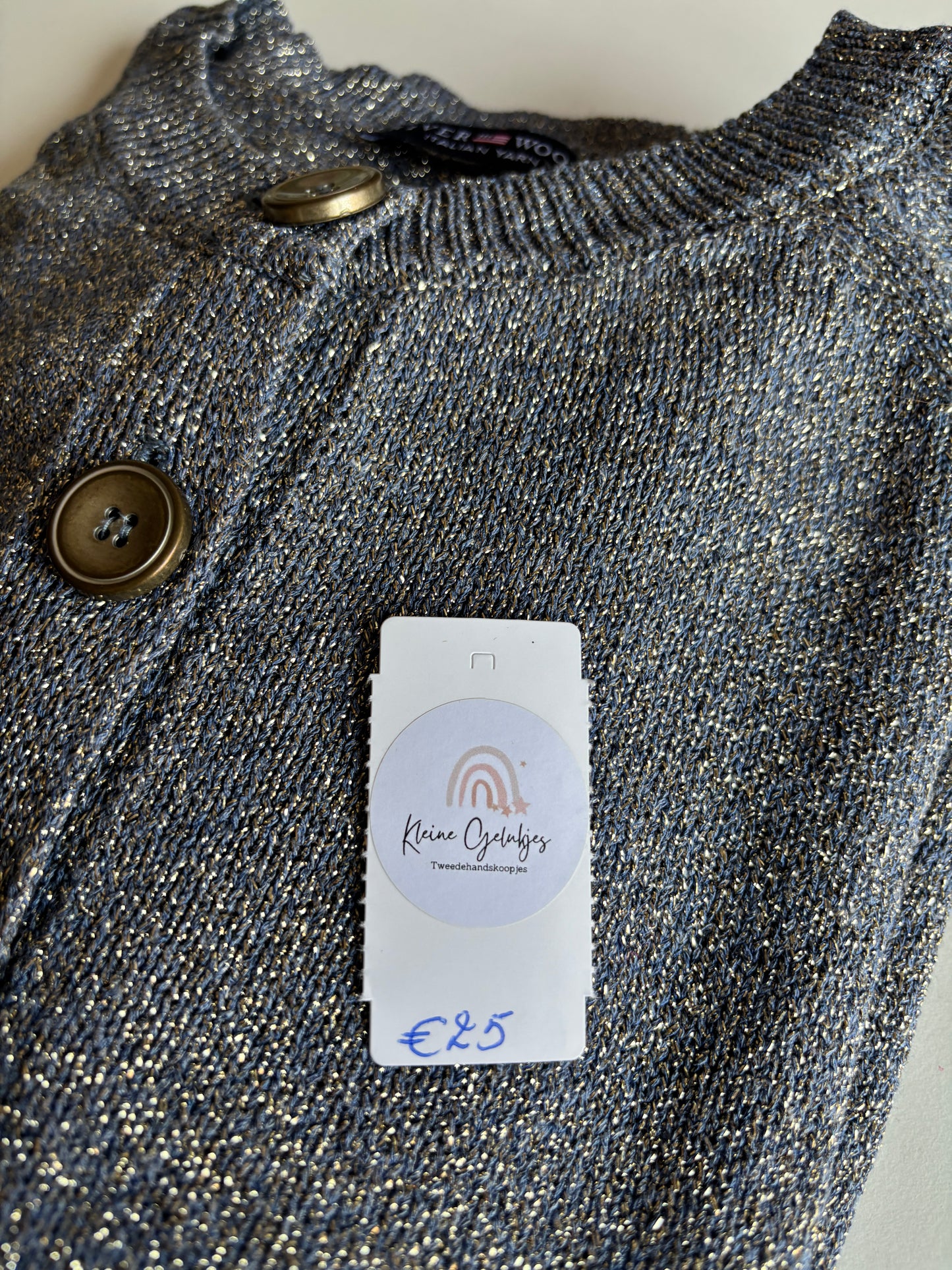 Blauwgouden glittercardigan