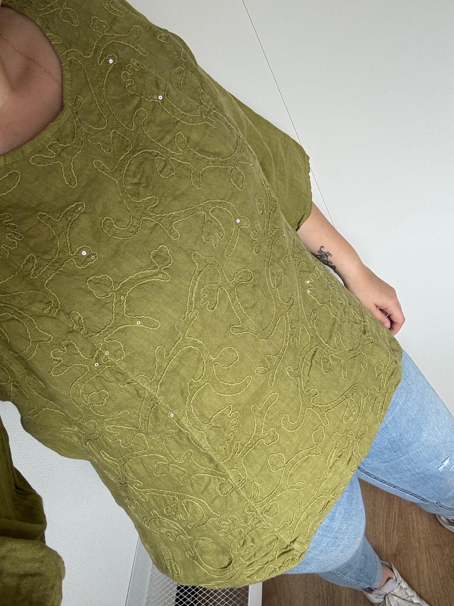Mosterdgroene blouse