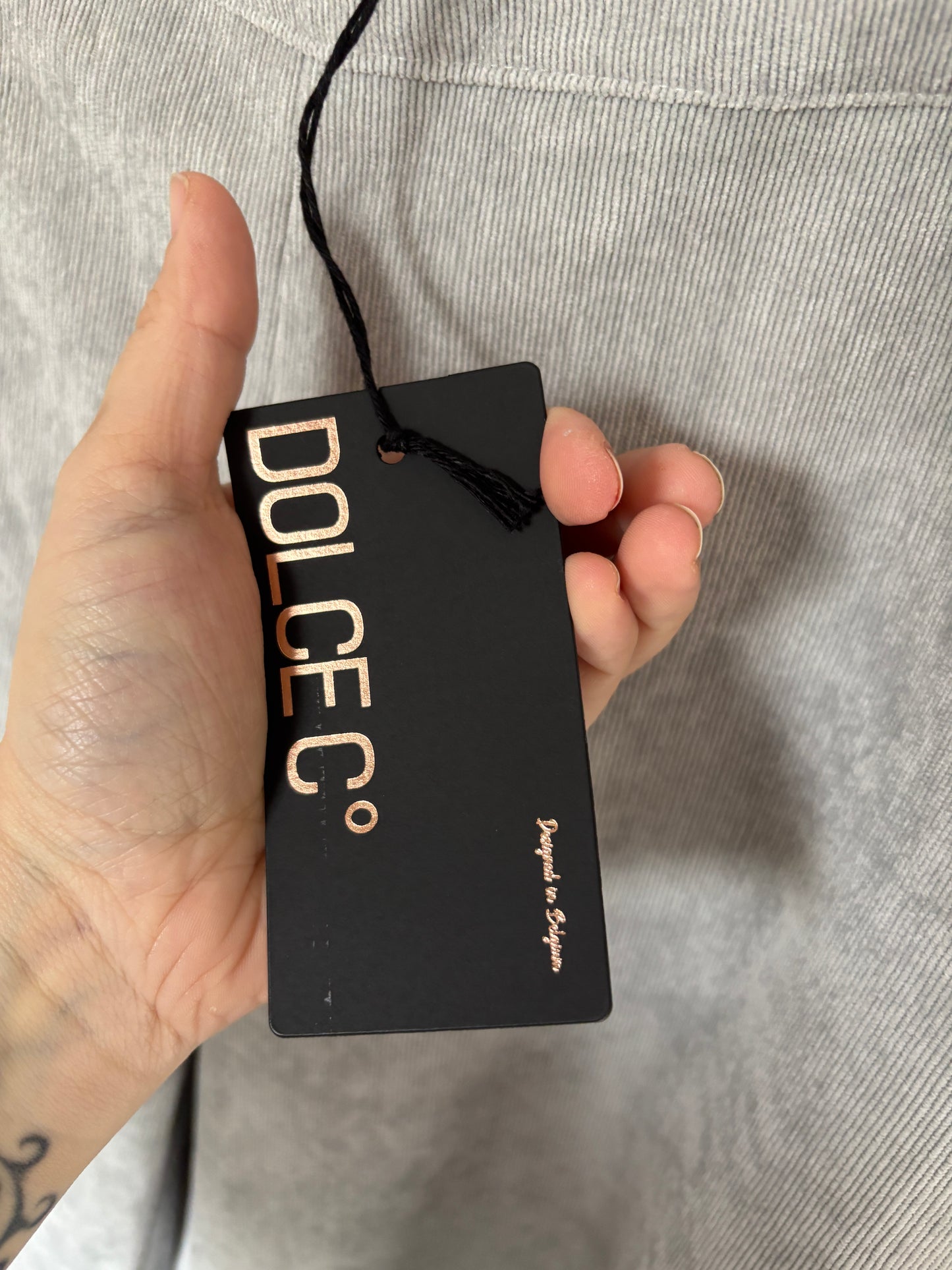 Lichtgrijze ribfluwelen broek