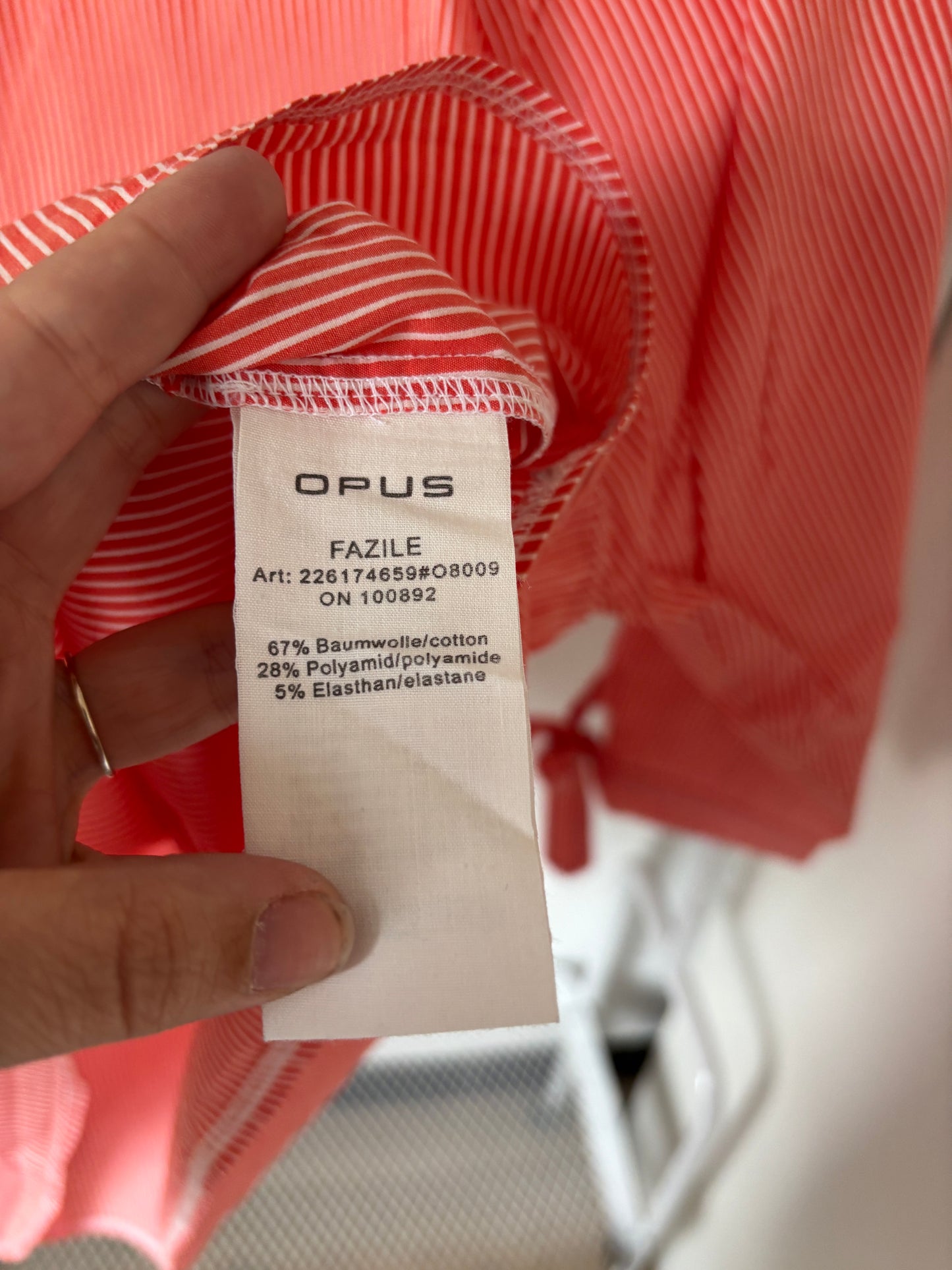 Oranjeroze gestreepte blouse