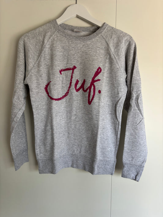 Grijze sweater "Juf."