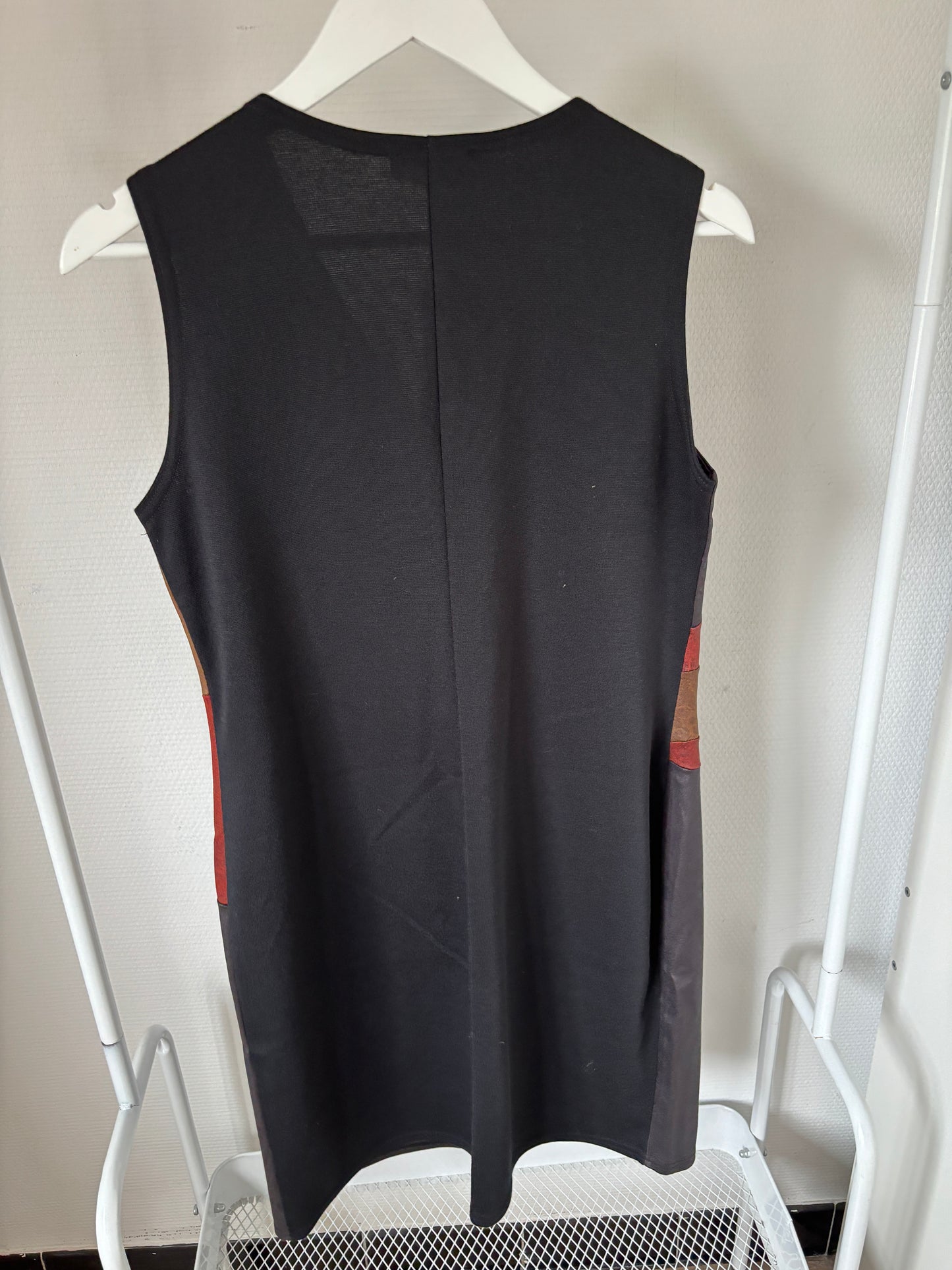 Imitatielederen gestreepte jurk