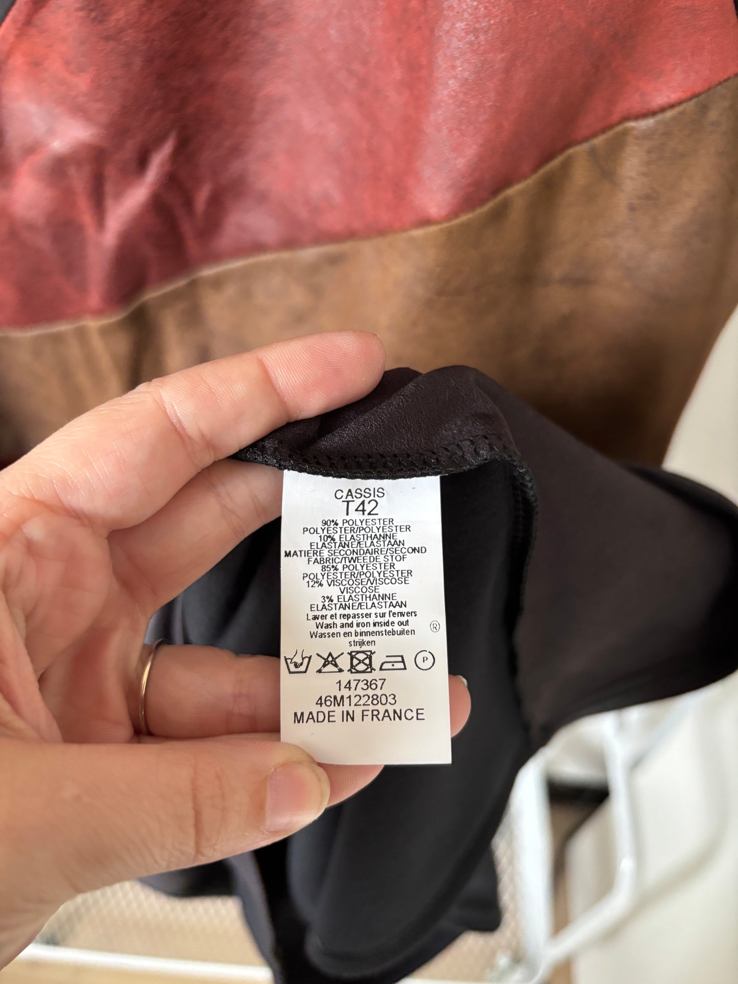 Imitatielederen gestreepte jurk