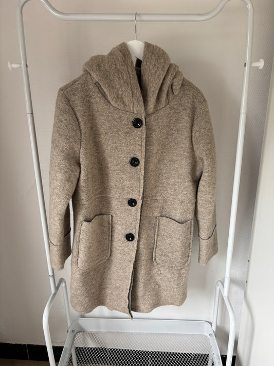 Beige wollen winterjas