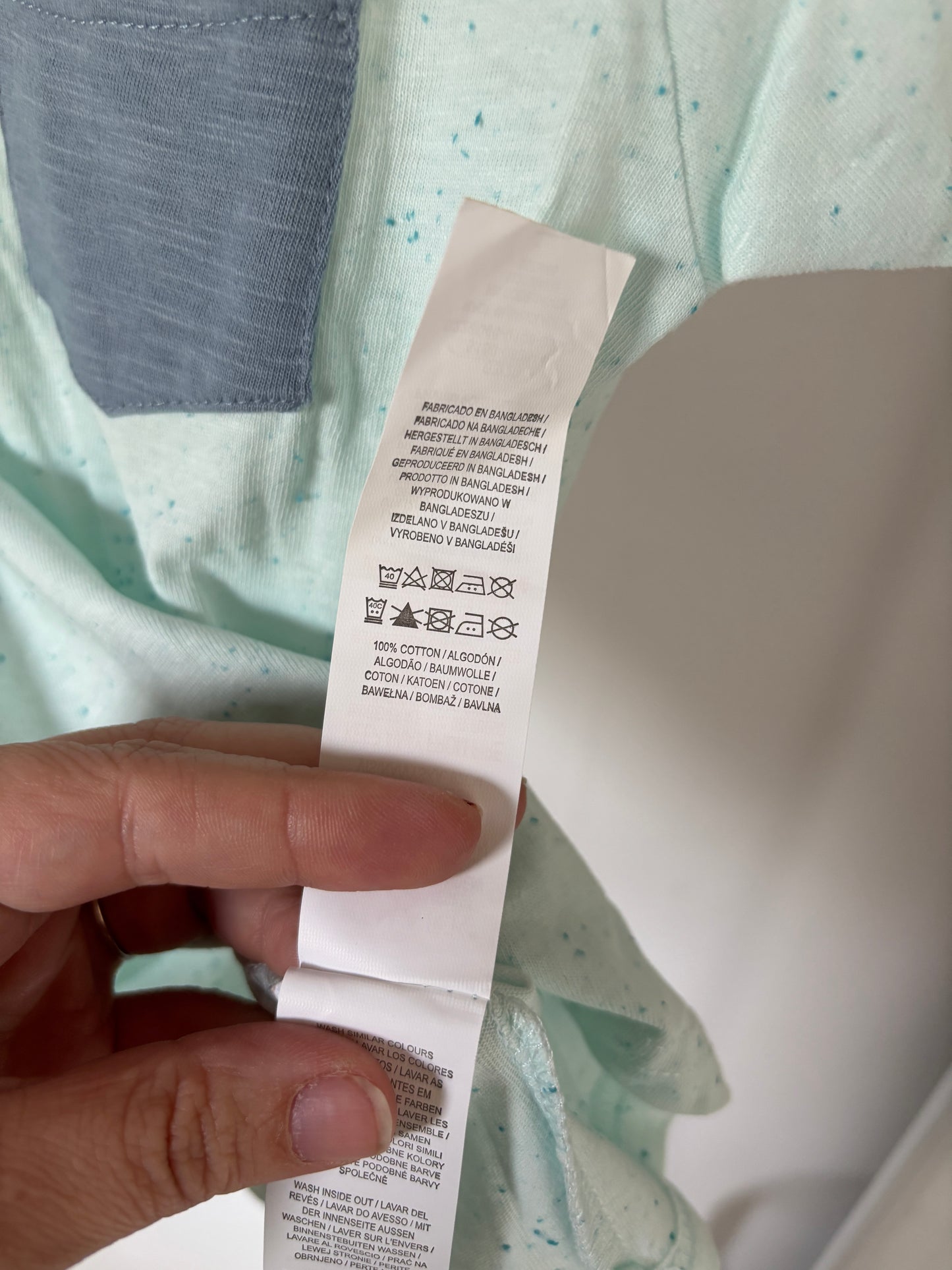 Lichtblauwe gestippelde T-shirt