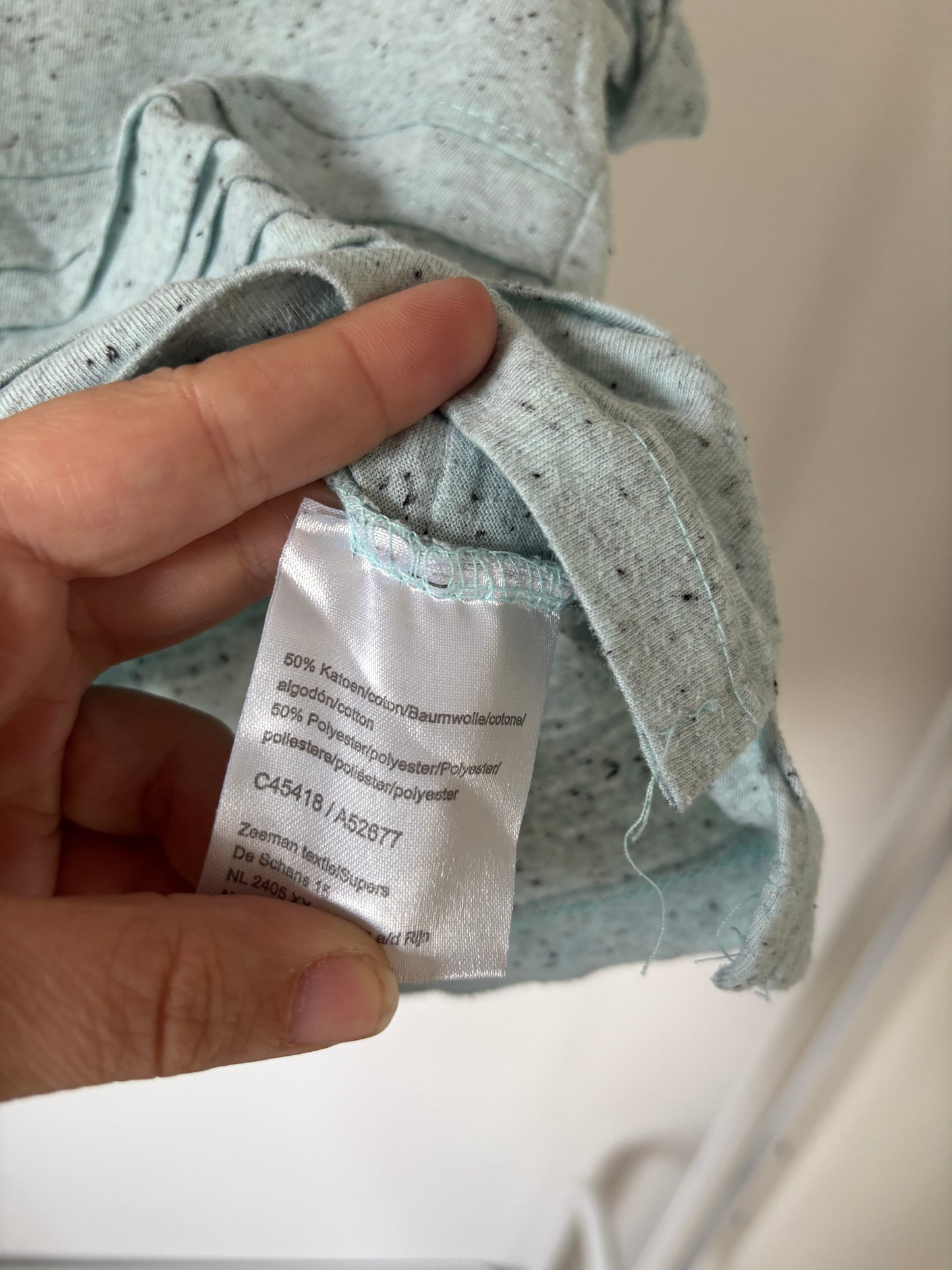 Lichtblauwe gestippelde T-shirt