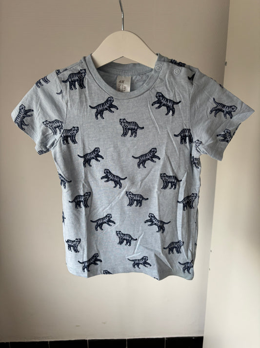 Lichtblauwe T-shirt met tijgers