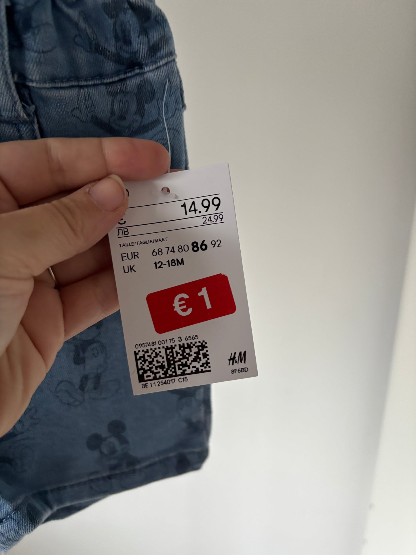 Blauw jeansshortje Mickey Mouse