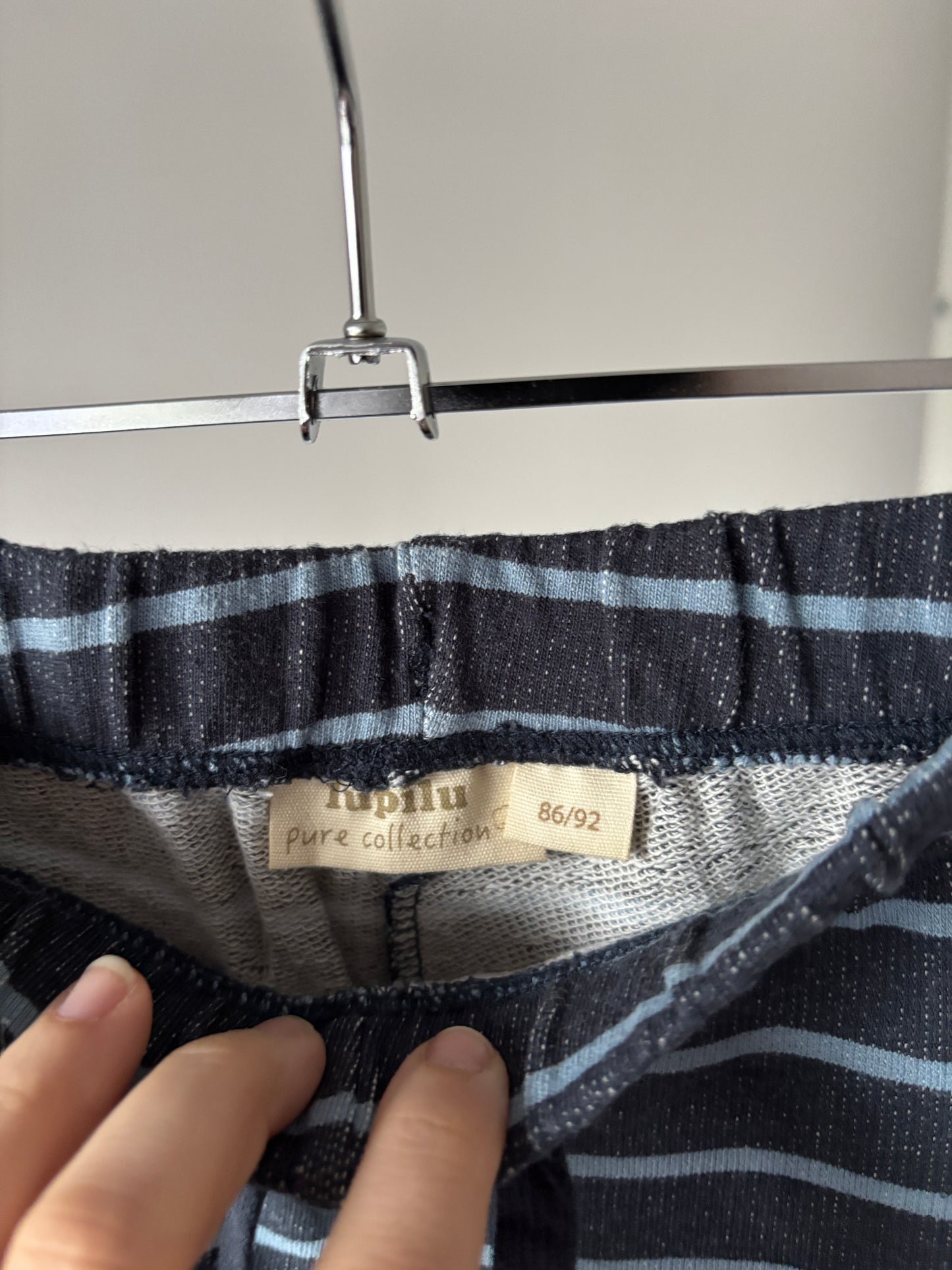 Marineblauwe gestreepte joggingbroek