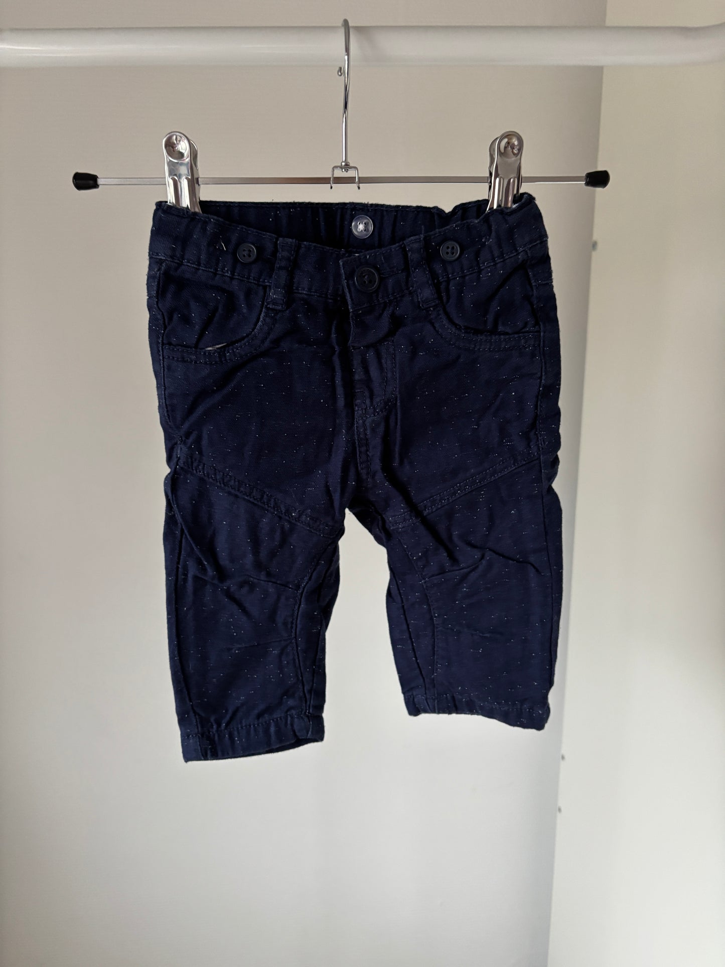 Marineblauwe gestippelde broek