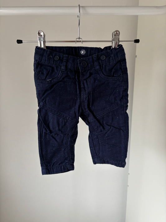 Marineblauwe gestippelde broek