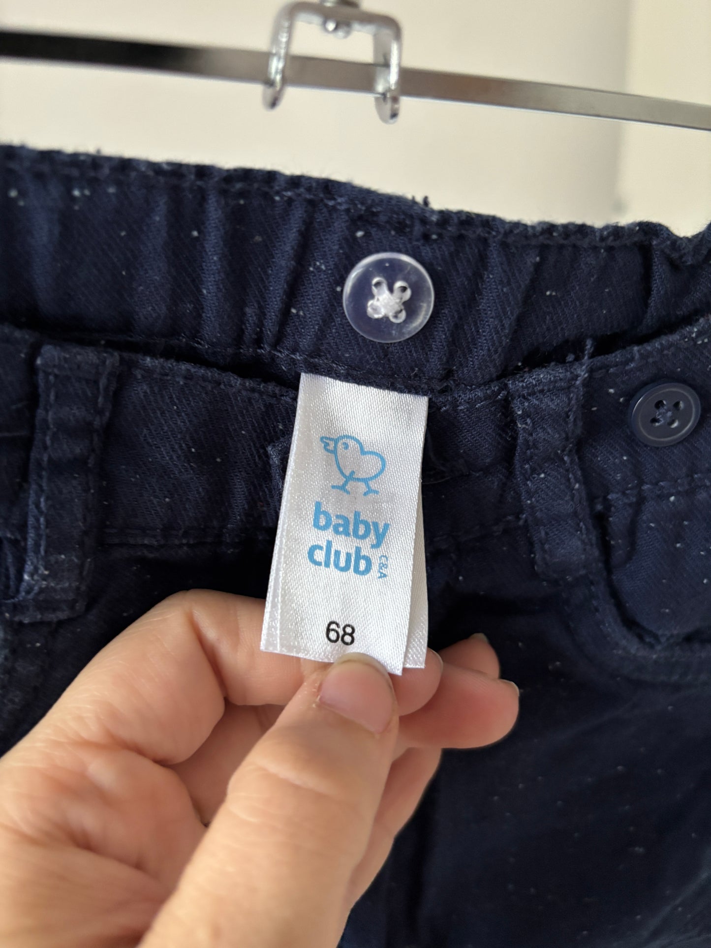 Marineblauwe gestippelde broek