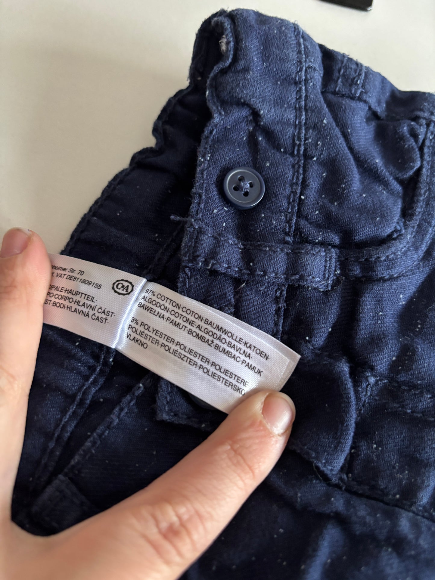 Marineblauwe gestippelde broek