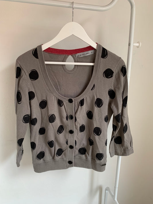 Grijze gestippelde cardigan