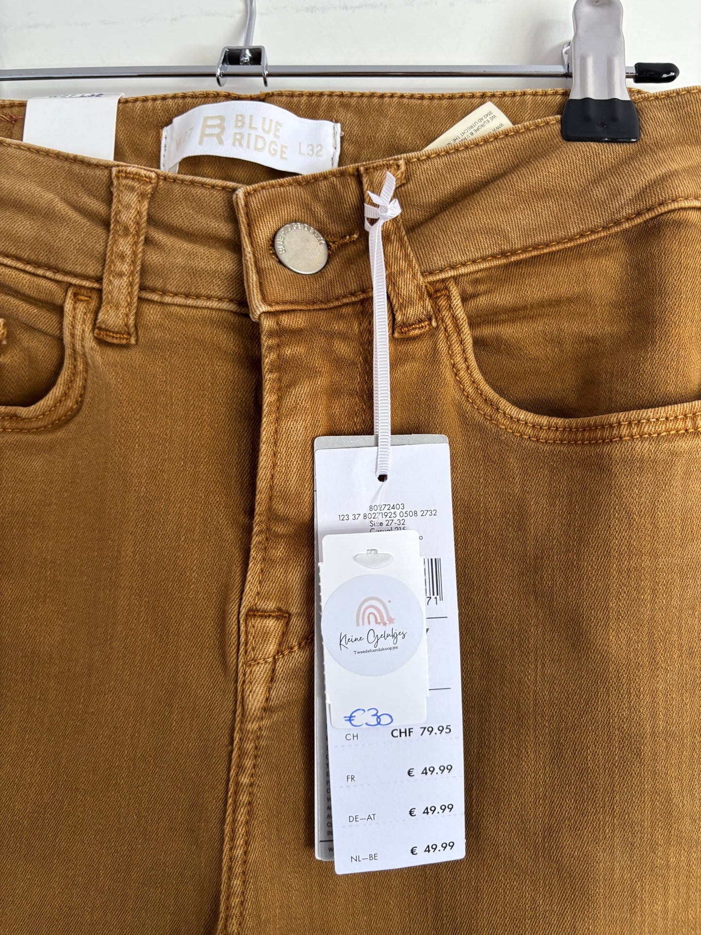 Mosterdkleurige jeansbroek