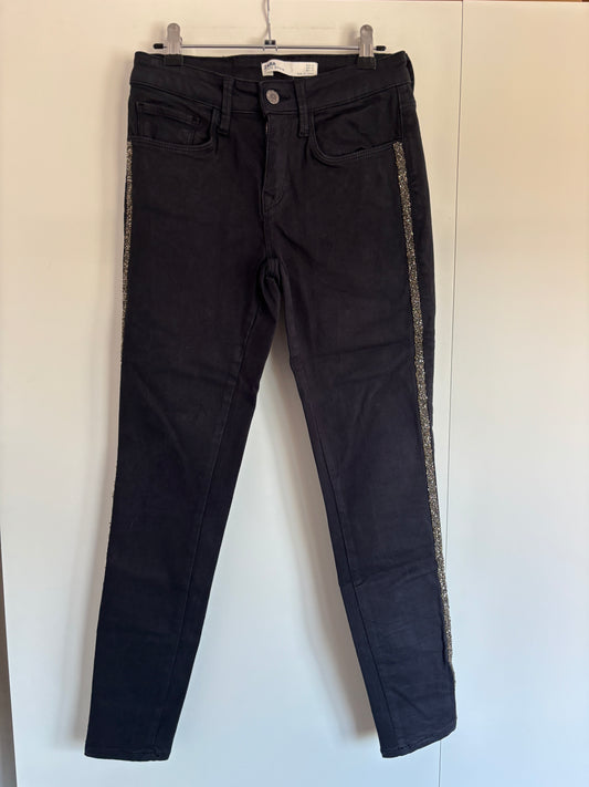 Jeansbroek met glitterrand