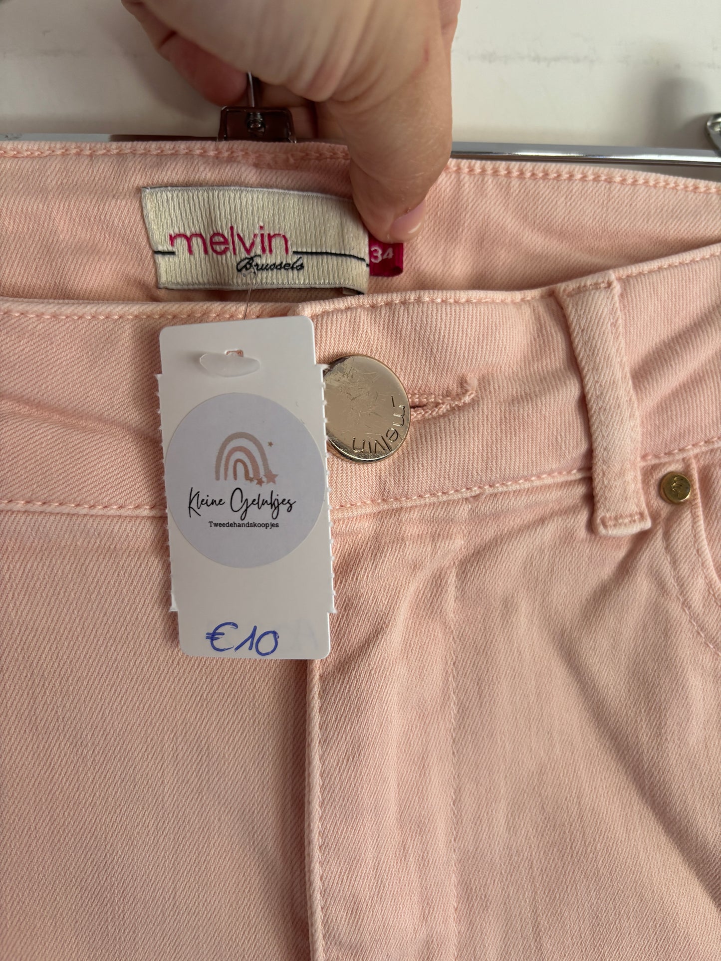 Lichtroze jeansbroek