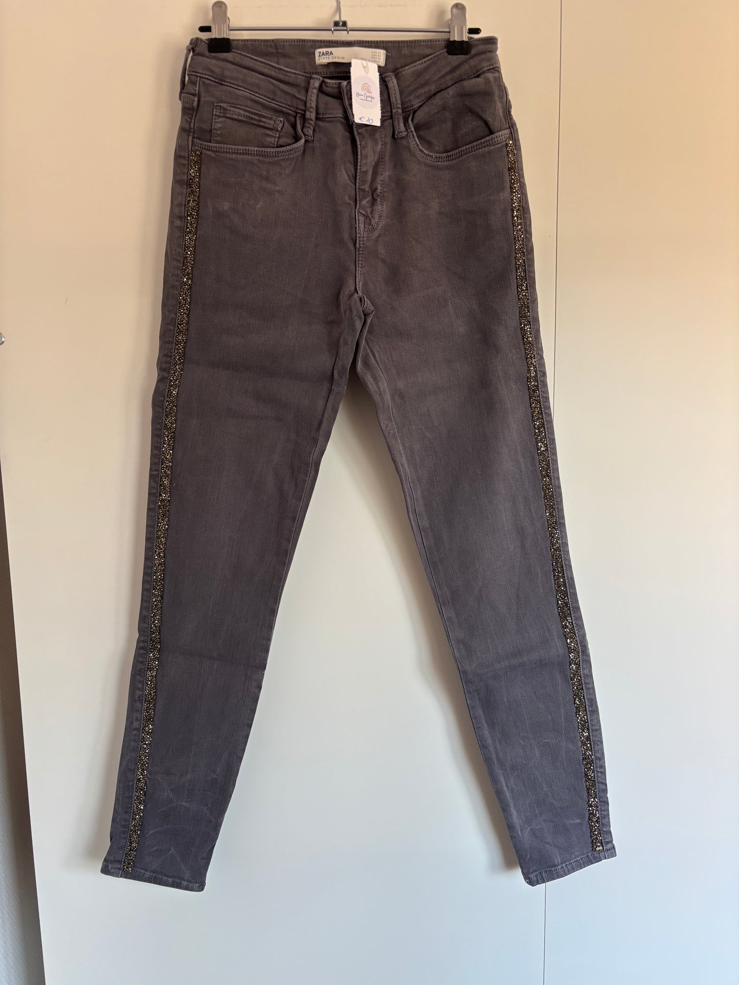 Jeansbroek met glitterrand