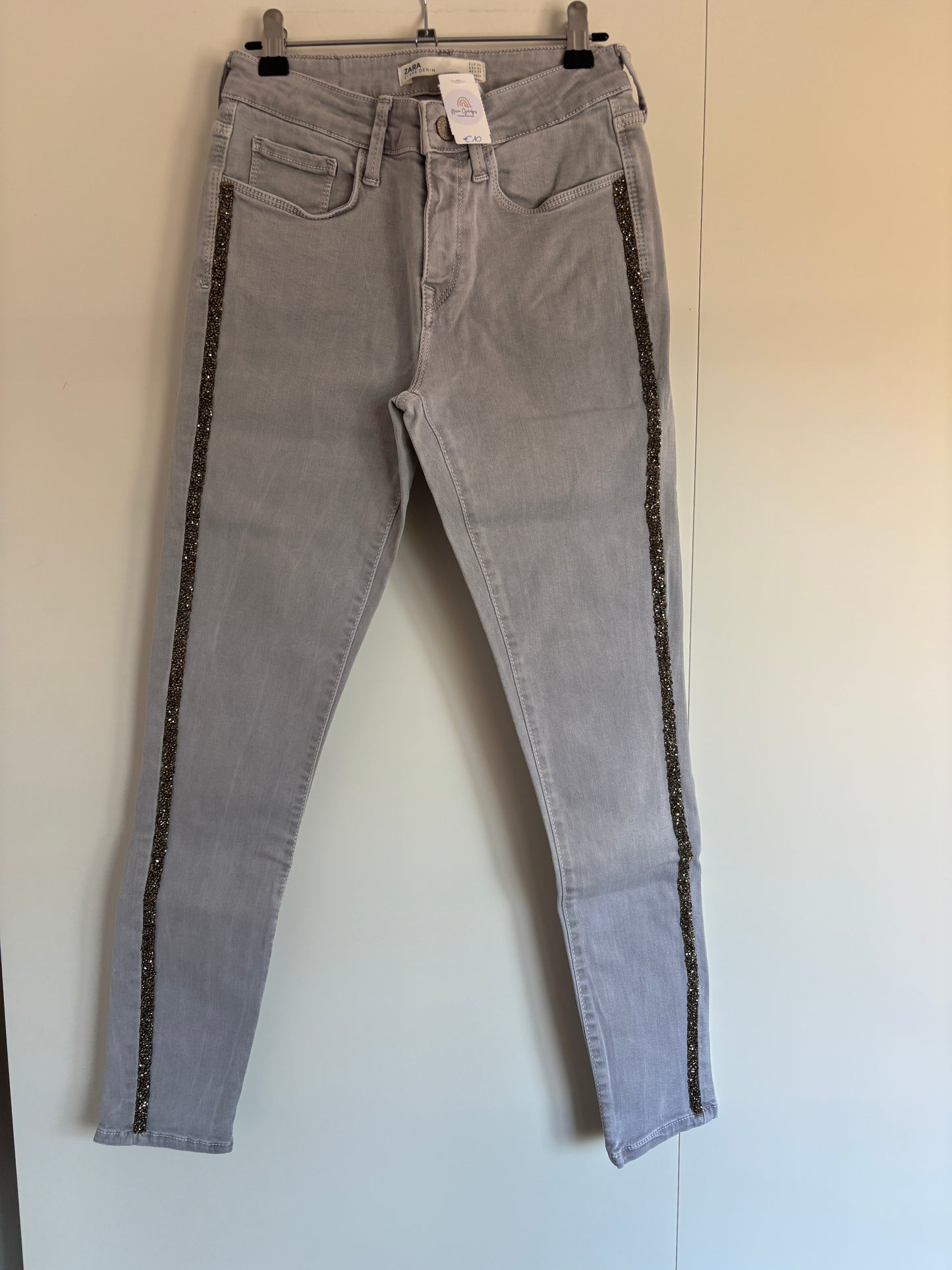 Jeansbroek met glitterrand
