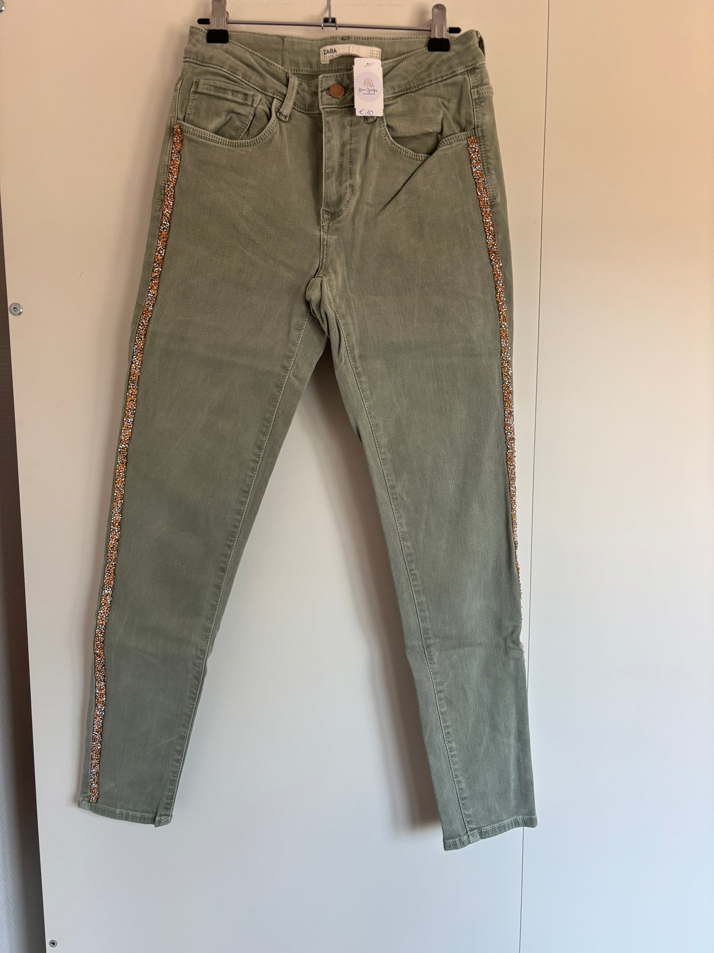 Jeansbroek met glitterrand