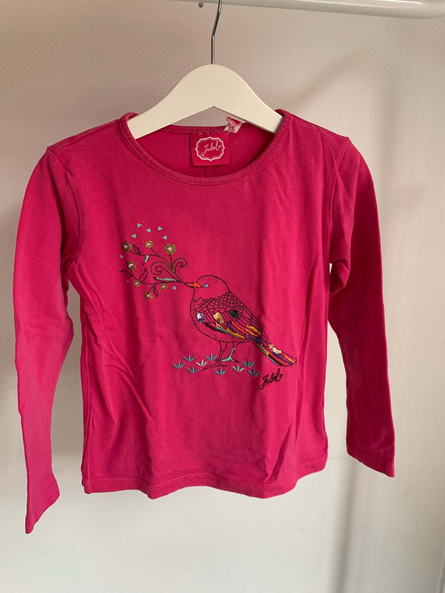 Roze longsleeve met vogel
